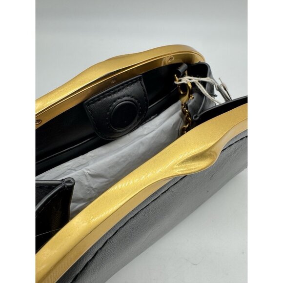 Donna Karan NY Lawrence leather clutch chain strap shoulder bag -BLACK - Picture 10 of 12